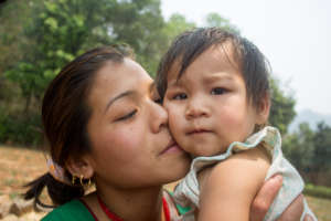 Indira with her two year old daughter