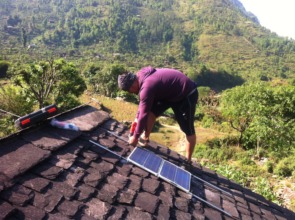 Installation of solar panel for solar suitcase