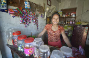 Saru Shrestha in her small shop. DKH/Jeffrey