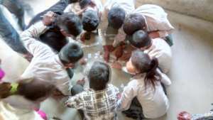 Students making sentence in group