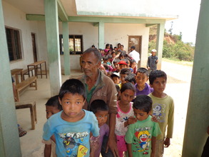 earthquake affected kids waiting  for support