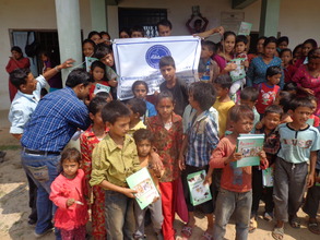 The kids and  parents happy to receive support.