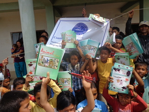 Kids  were happy to receive support from us