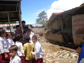 School children outside  the classroom