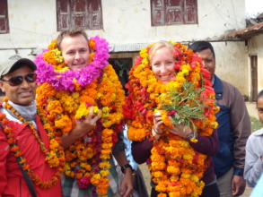guests  happy  to receive  lots of garlands.
