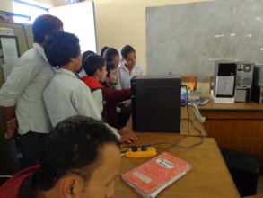 The school students learning computer