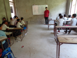 A teacher teaching in the classroom