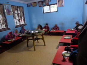 Elderly eating happily