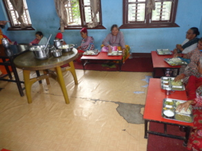 Elderly eating happily