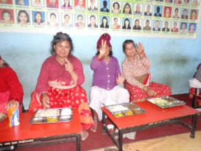 Elderly having their meals