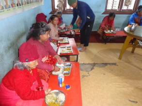 Elderly having their meals happily