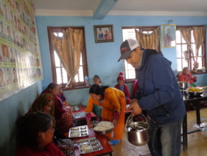 Chairman serving a food