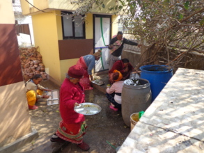 Elderly themselves cleaning their Utensils
