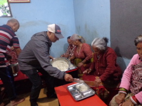 Chairman Distributing a food