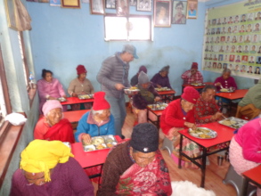 Elderly enjoying their nutrients food