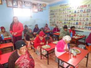 Elderly having protein foods