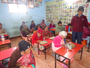 Elderly having meal peacefully