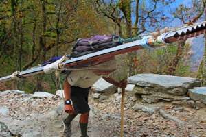 All materials need to be carried in on foot