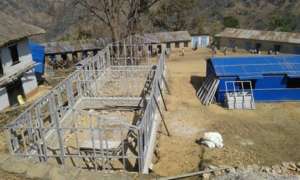 Light Gauge Steel (LGS) frames being installed
