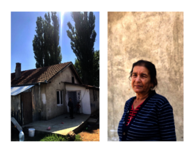 Naxhije, in front of her house