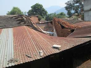 A damaged roof at a Room to Read school in Nepal