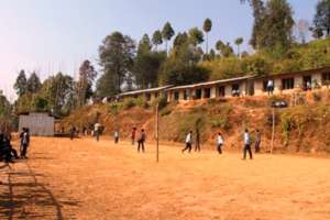 Students playing on the ground of Kalidhunga HSS