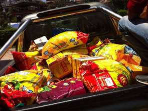 Food grains for distribution in Sangla