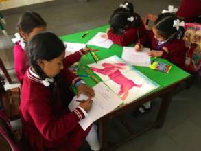 Children at a literature festival workshop