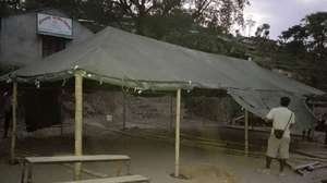 The finished tent at dusk