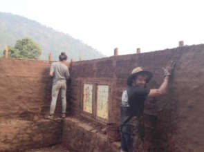 Volunteers working on Bamboo/Mud Room