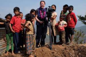 Anna with local children.
