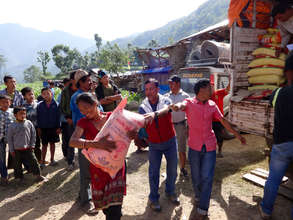 Delivering relif supplies to remote village