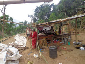 Make-shift shed built by the villagers