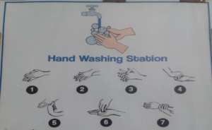 hand washing technique painted on the wall
