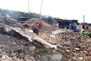 Destructed residential house at Dalchoki