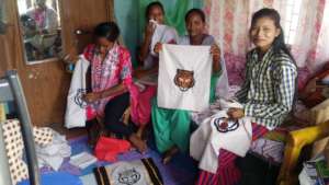 Alina and friends sell Tiger bags in Bardiya