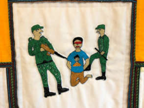 Binita's embroidery commemorates her lost husband