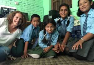 Peace Fellow Cynthia with kids rescued from bricks