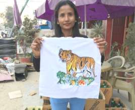 Sarita leads the embroidery training in Bardiya