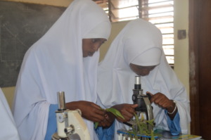 Beneficiaries in laboratory class studying