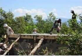 Working on the latrine platform
