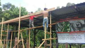 Finalizing the guttering for rain harvesting