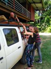 Unloading timber for new temporary stay enclosures