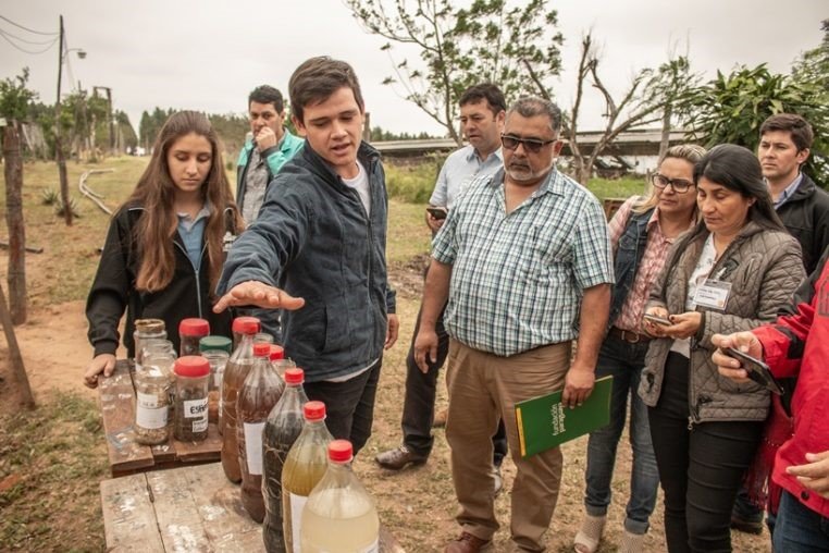 Students show the products the package and sell