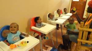 Meal time in the new dining room.