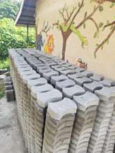 Paving stones hand made on the campus.