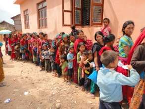 Children queuing up for screening at the NRH