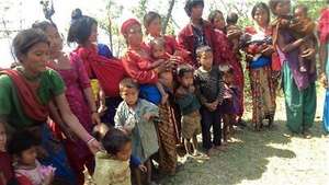 Mothers and children at a recent outreach camp