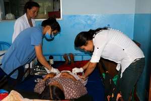 Tending to the injured