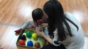 My teacher helped me play.